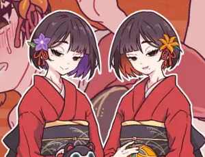 【双子少女エロCG】どこからどうみても攻略対象外なNPCと子作りお嫁さんH～因習村の入り口で手毬唄歌ってる双子編～